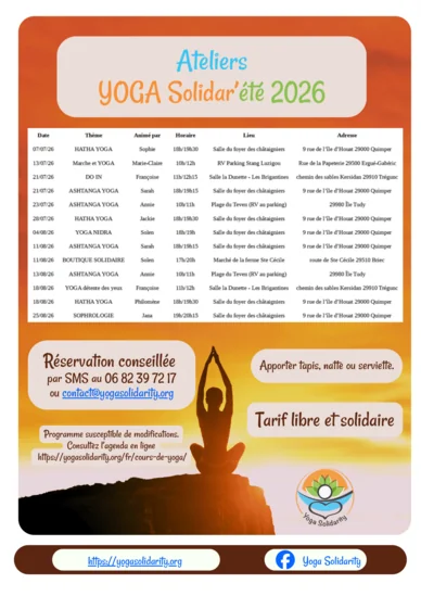 Ashtanga yoga solidaire à Quimper du 12 juin au 31 août: ce qu'il faut retenir