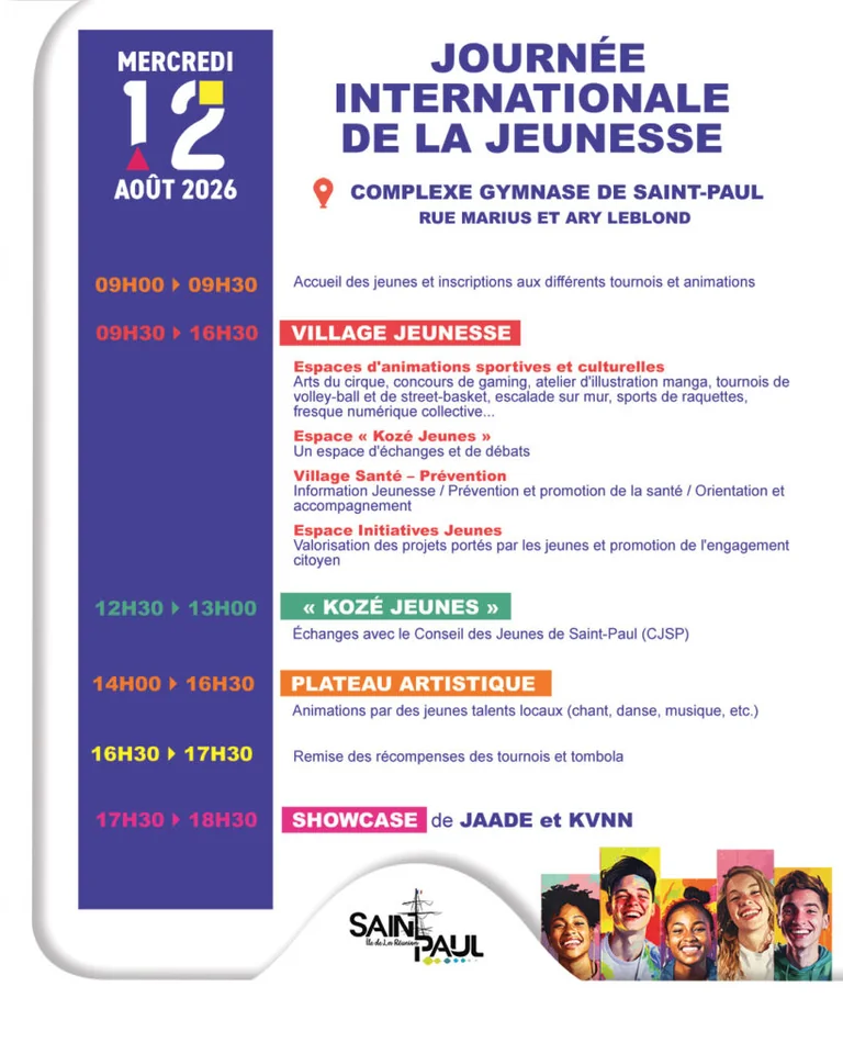 Journée internationale de la jeunesse à Saint-Paul : accès gratuit