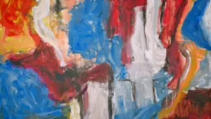 Une peinture abstraite colorée représentant l'art moderne pour une exposition culturelle à Abbeville.